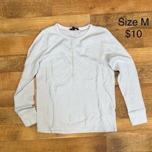 White Long Sleeve Henley Shirt